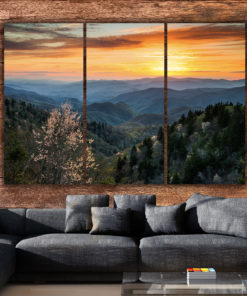 Smoky Mountain Sunset on Canvas, National Park Photo, North Carolina Scenic Blue Ridge Mountains, Appalachians, Office Decor, Nature Artwork