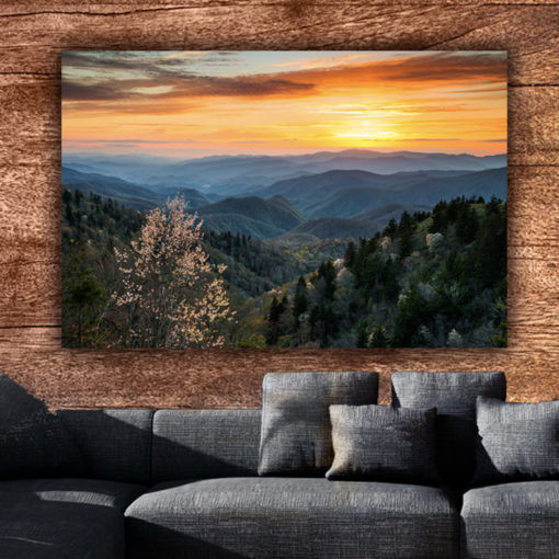 Smoky Mountain Sunset on Canvas, National Park Photo, North Carolina Scenic Blue Ridge Mountains, Appalachians, Office Decor, Nature Artwork - Image 2