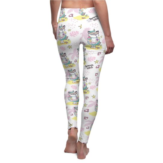 3 542x542 - Funny Cat With A Circle Of Flamingos And The Inscription Summer Vibes Leggings