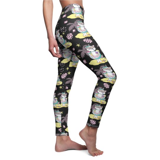 4 542x542 - Funny Cat With A Circle Of Flamingos And The Inscription Summer Vibes Leggings