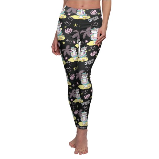 5 542x542 - Funny Cat With A Circle Of Flamingos And The Inscription Summer Vibes Leggings