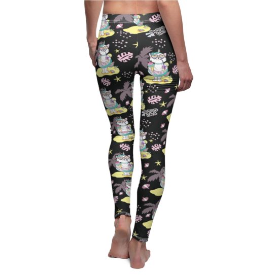 6 542x542 - Funny Cat With A Circle Of Flamingos And The Inscription Summer Vibes Leggings